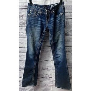 Miss Me Signature Boot Size 28 Denim Blue Jeans Low Rise Pocket Medium Wash